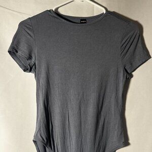 SHEIN Blue Short Sleeve Bodysuit Petite M Fitted Stretch Basic